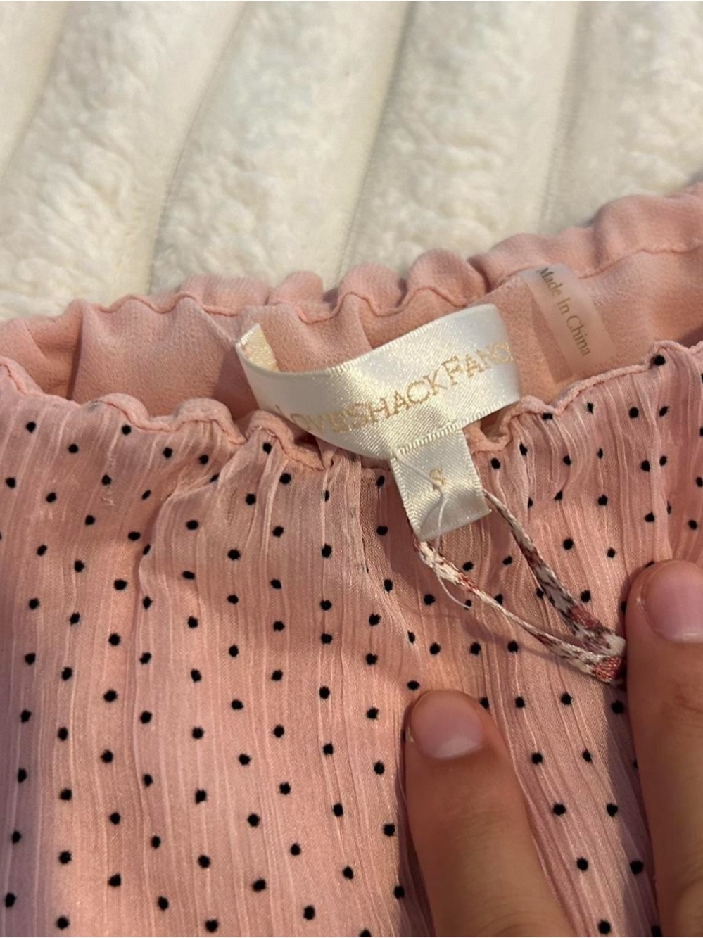 LoveShackFancy Blush Pink Polka Dot Ruffle Mini Skirt - Picture 4 of 4